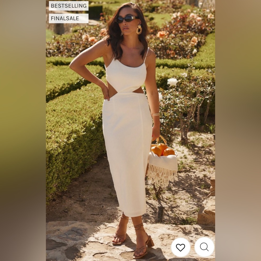 12th Tribe Gianna White Cutout Midi Dress White